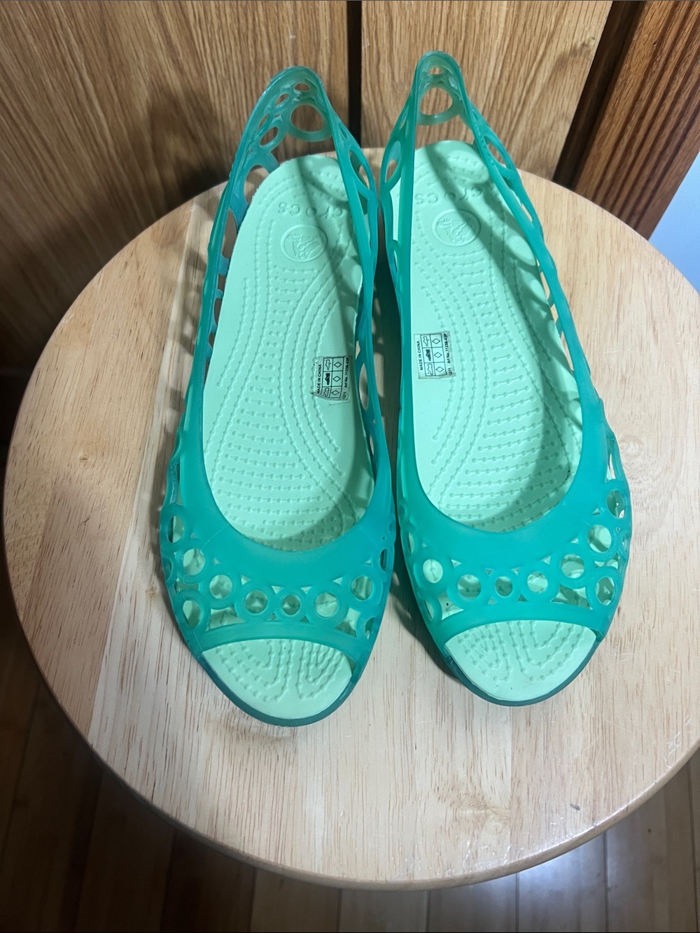 CROCS Women's Teal Cutout Slip-On Flats